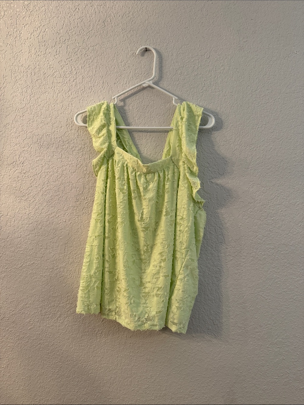 LC Lauren Conrad Lime Textured Ruffle Strap Tank